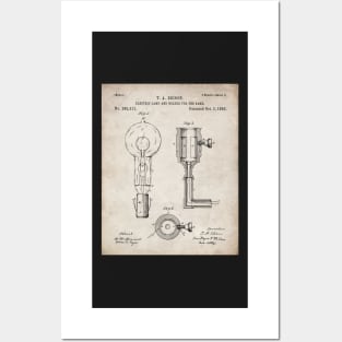 Light Bulb Patent - Edison Invention Industrial Design Art - Antique Posters and Art